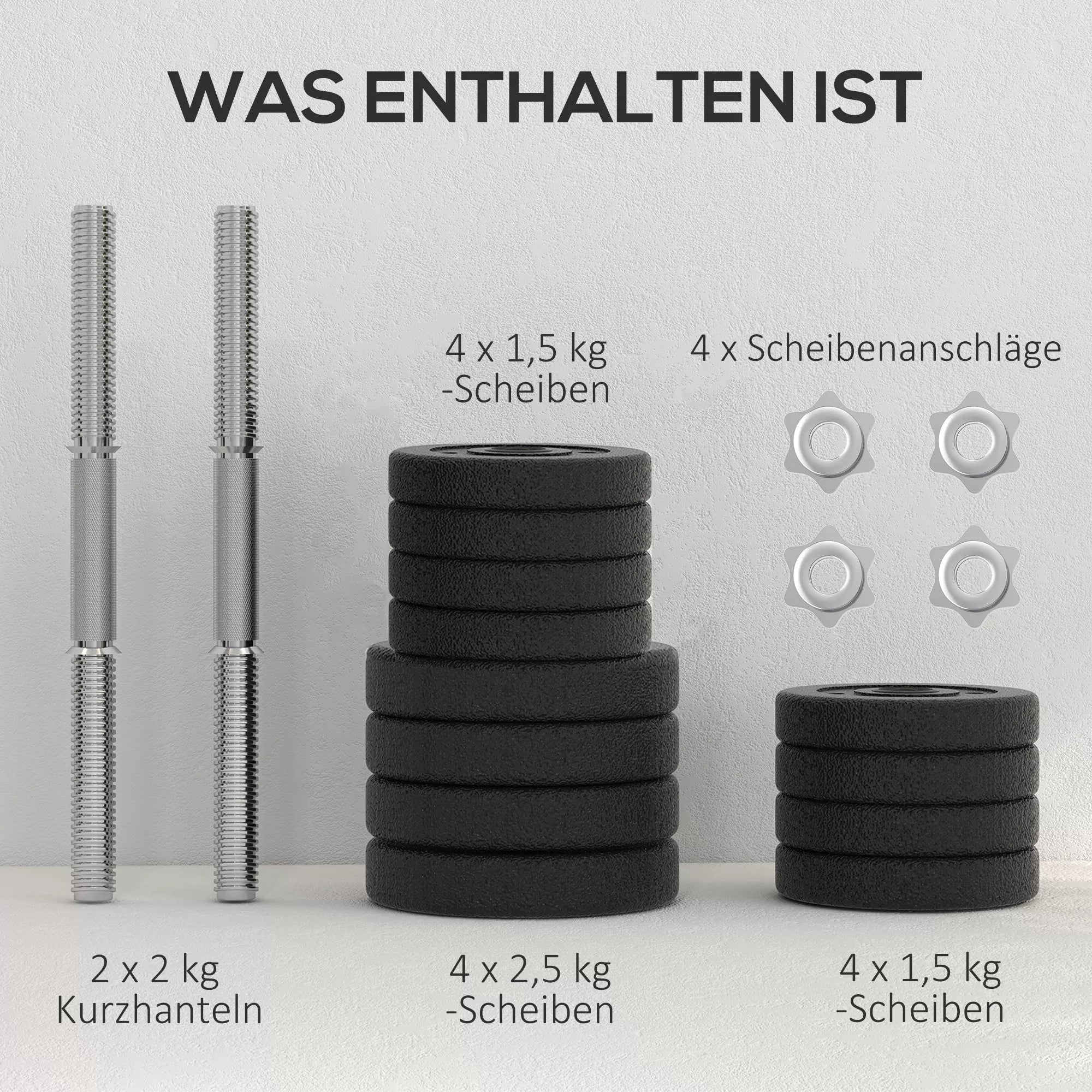 Hantelų rinkinys 25 kg Hantelų rinkinys su hantelų diskais namams, biurui, sporto salėms Plienas Dirbtinė oda Juoda