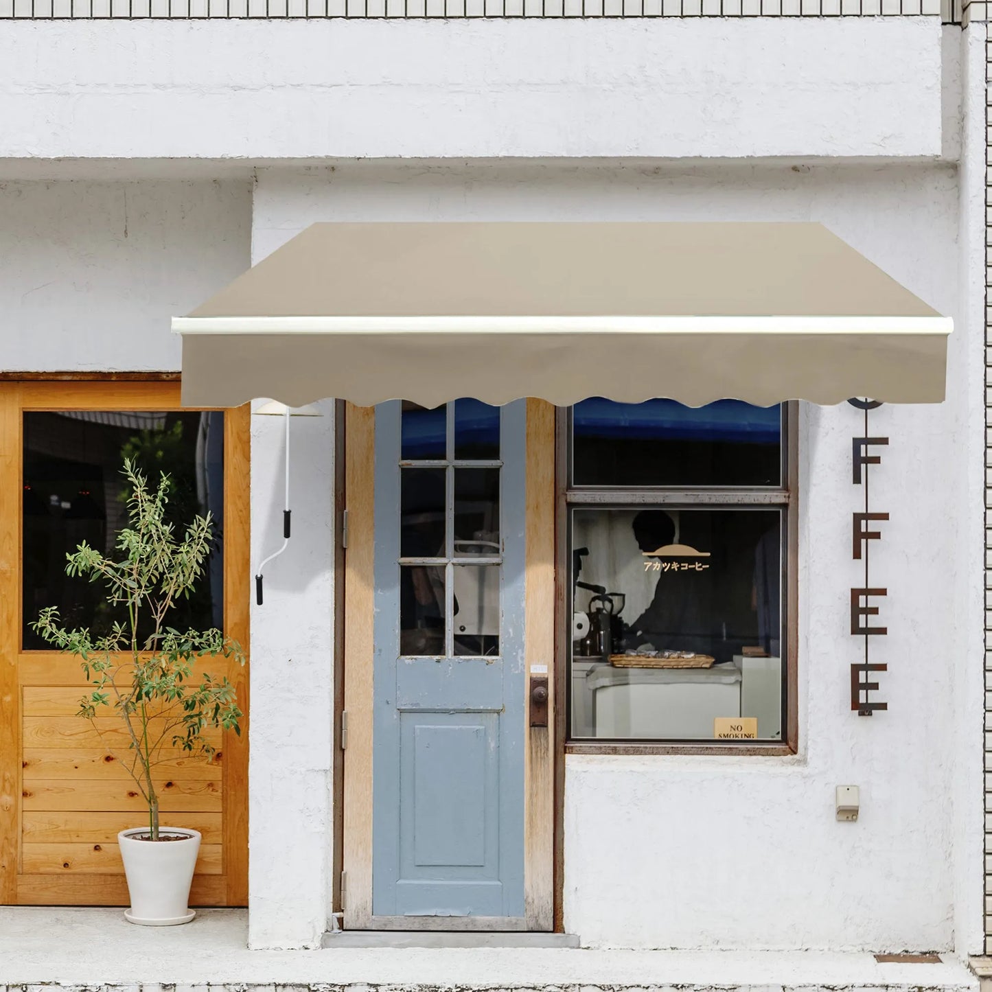 Markizė su alkūne, reguliuojama spaustuvinė markizė, terasinė markizė 3,95 x 3m, apsauga nuo saulės su rankena, balkoninė markizė, smėlio spalvos