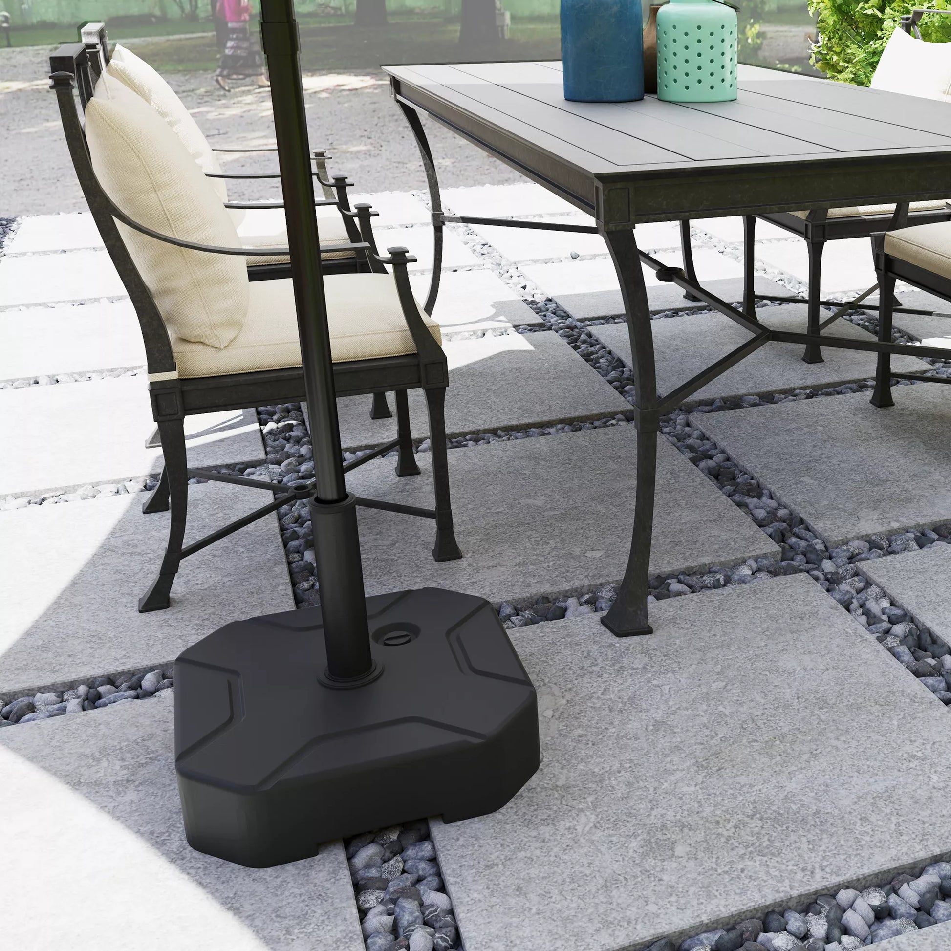 Skėčių stovas, kurį galima pripildyti iki 25 kg Skėčių stovas, kvadratinis Skėčių laikiklis Stovas skėčiams 38/48 mm