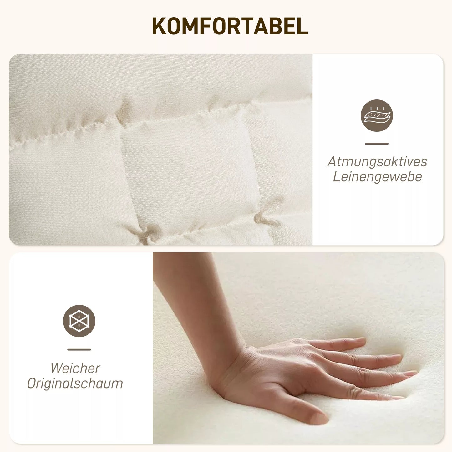 Paminkštintas supamasis krėslas, poilsio krėslas su porankiais ir plieniniu rėmu, tinkamas svetainei, miegamajam, kreminės baltos spalvos