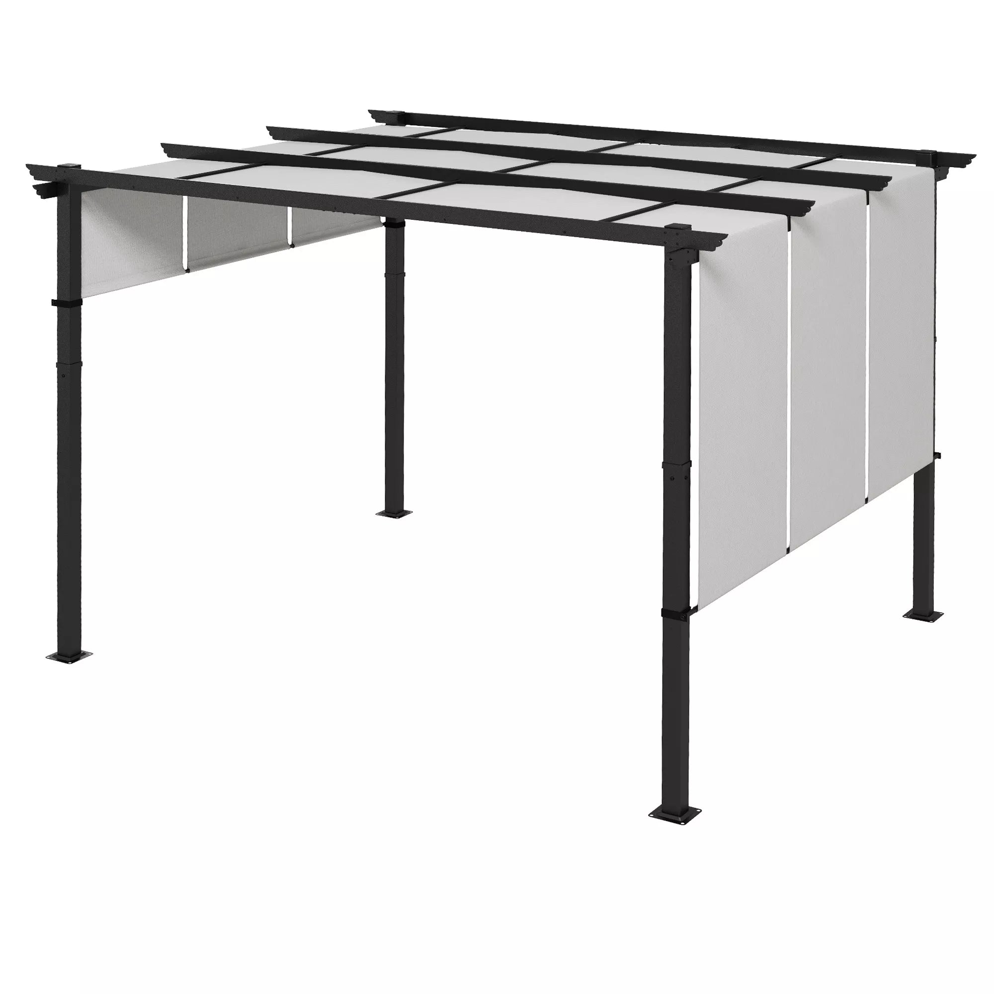 Markizė nuo saulės. Pergola, atspari oro sąlygoms, su tvirtinimo detalėmis, 3 x 3,5 m, tamsiai pilka