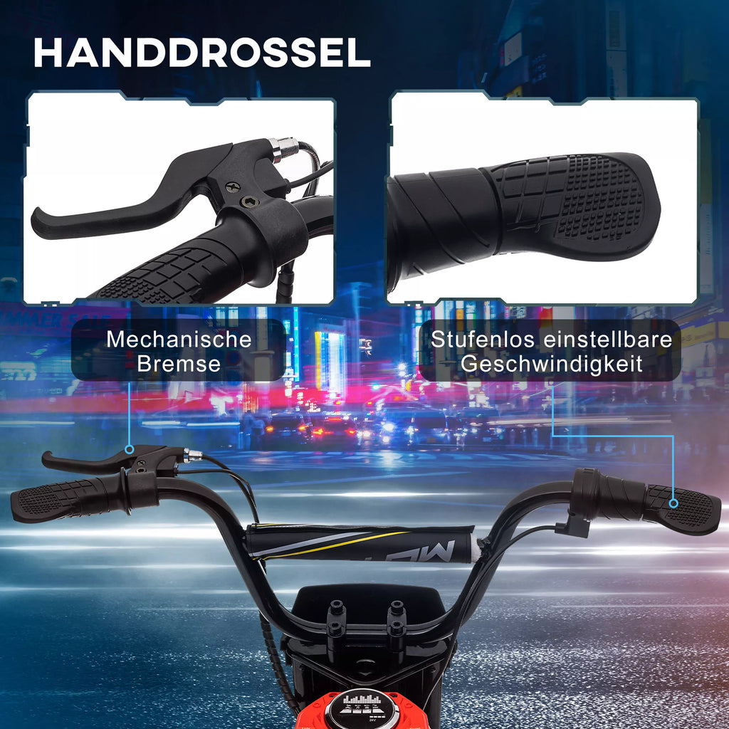 Vaikiškas elektrinis motociklas, 24V, 8–16 km/h, 8–12 metų vaikams, raudonas