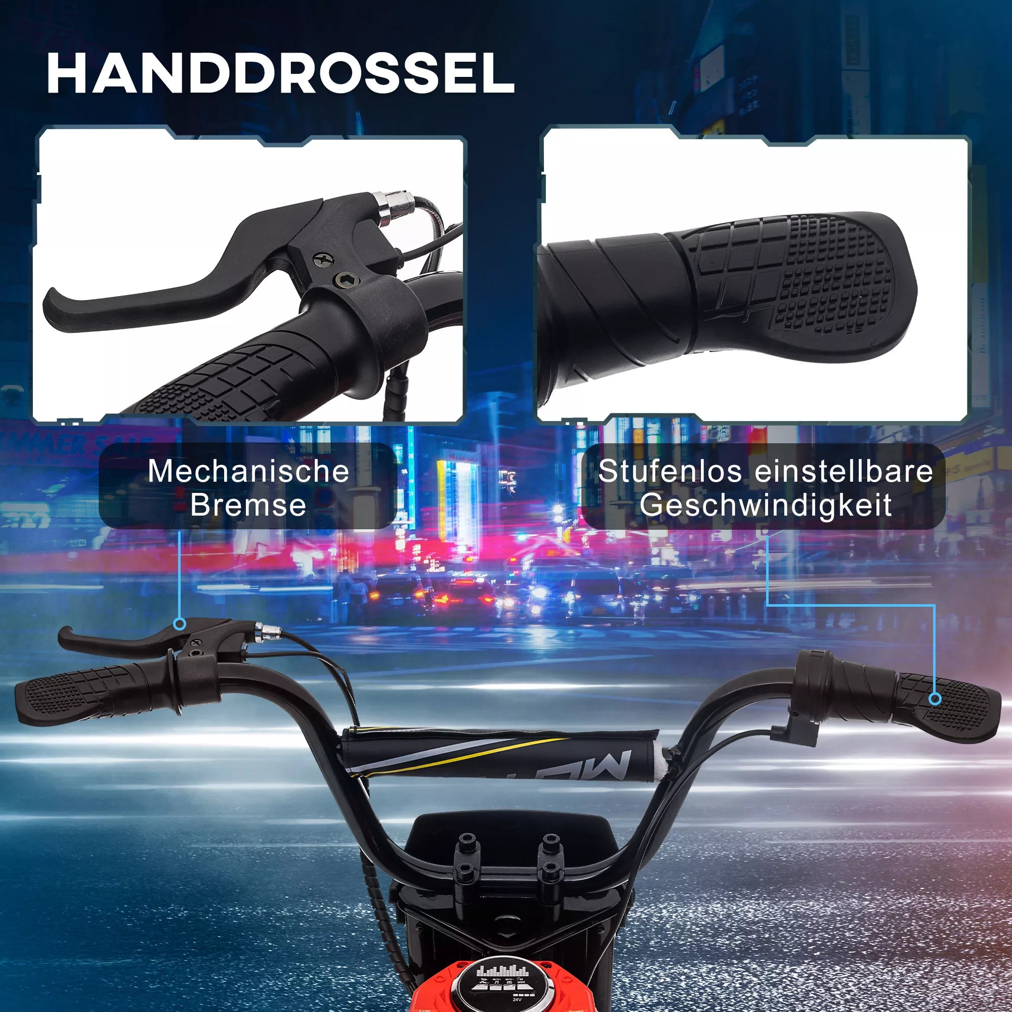 Vaikiškas elektrinis motociklas, 24V, 8–16 km/h, 8–12 metų vaikams, raudonas