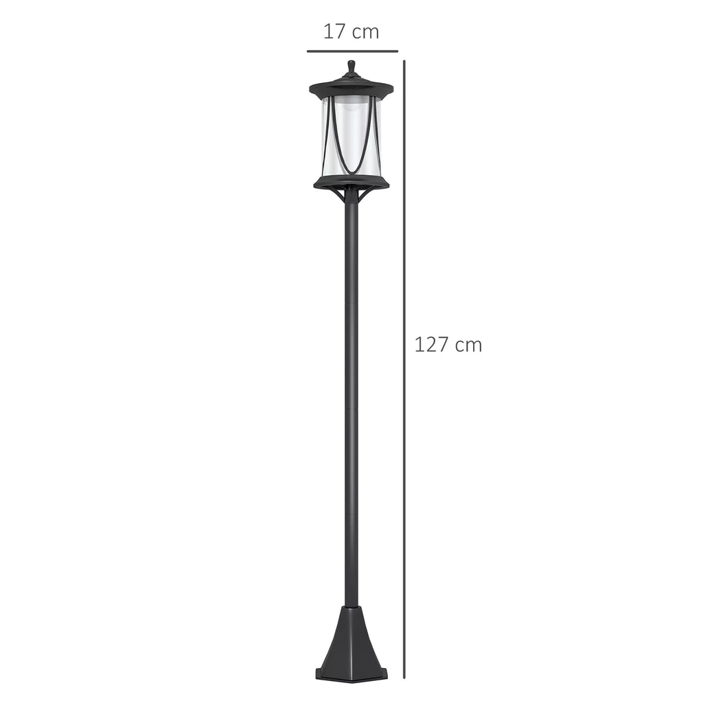 Saulės energija maitinamas lauko šviestuvas, LED, automatinis veikimas, atsparus atmosferos poveikiui, 6 val. šviesos trukmė, 17B x 17T x 127Hcm, juodas