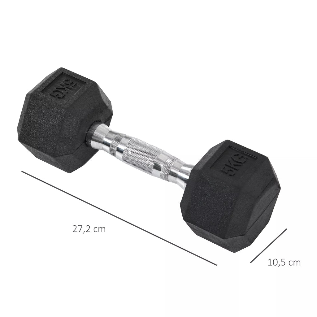 Hexagon hantels, 2 vnt. hantelių rinkinys su raižytu rankenėle, ketaus hantelių rinkinys, 2 x 5 kg, hanteliai vyrams ir moterims, namams, sporto salėms, jėgos treniruotėms