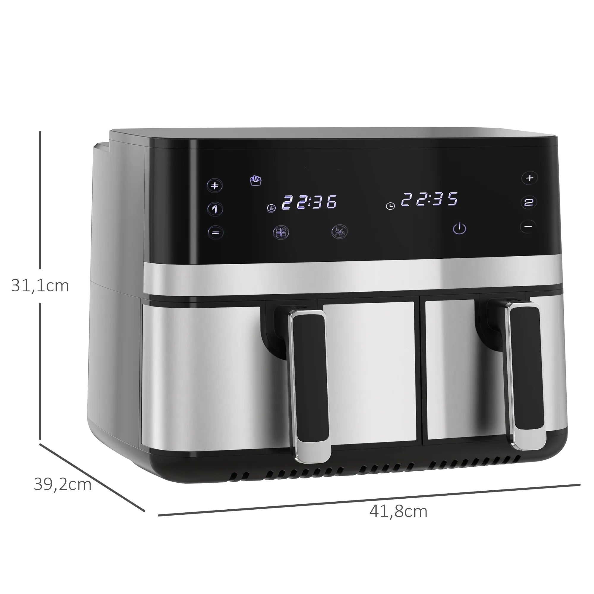 Oro gruzdintuvė su dviem krepšiais, 2700 W, juoda