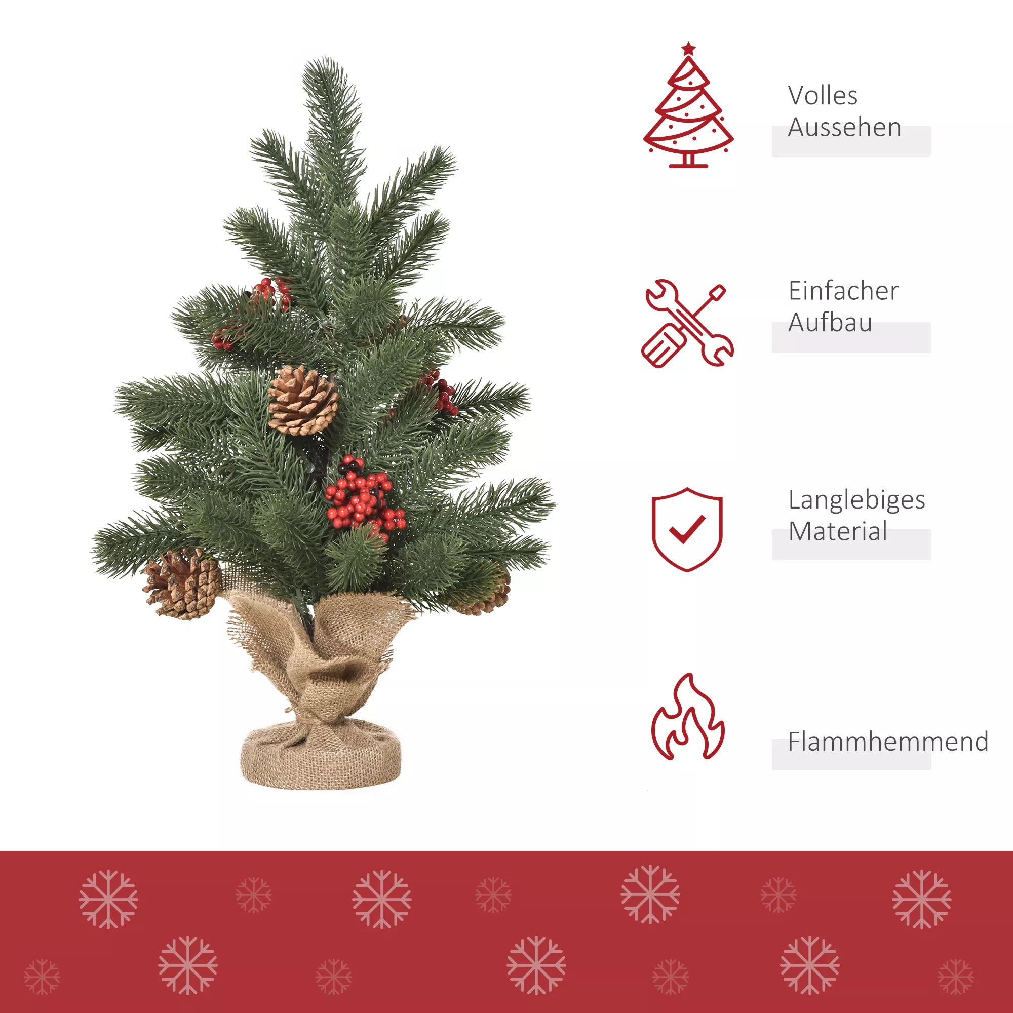 Dirbtinė kalėdinė eglutė su papuošimais, 50 cm, žalia