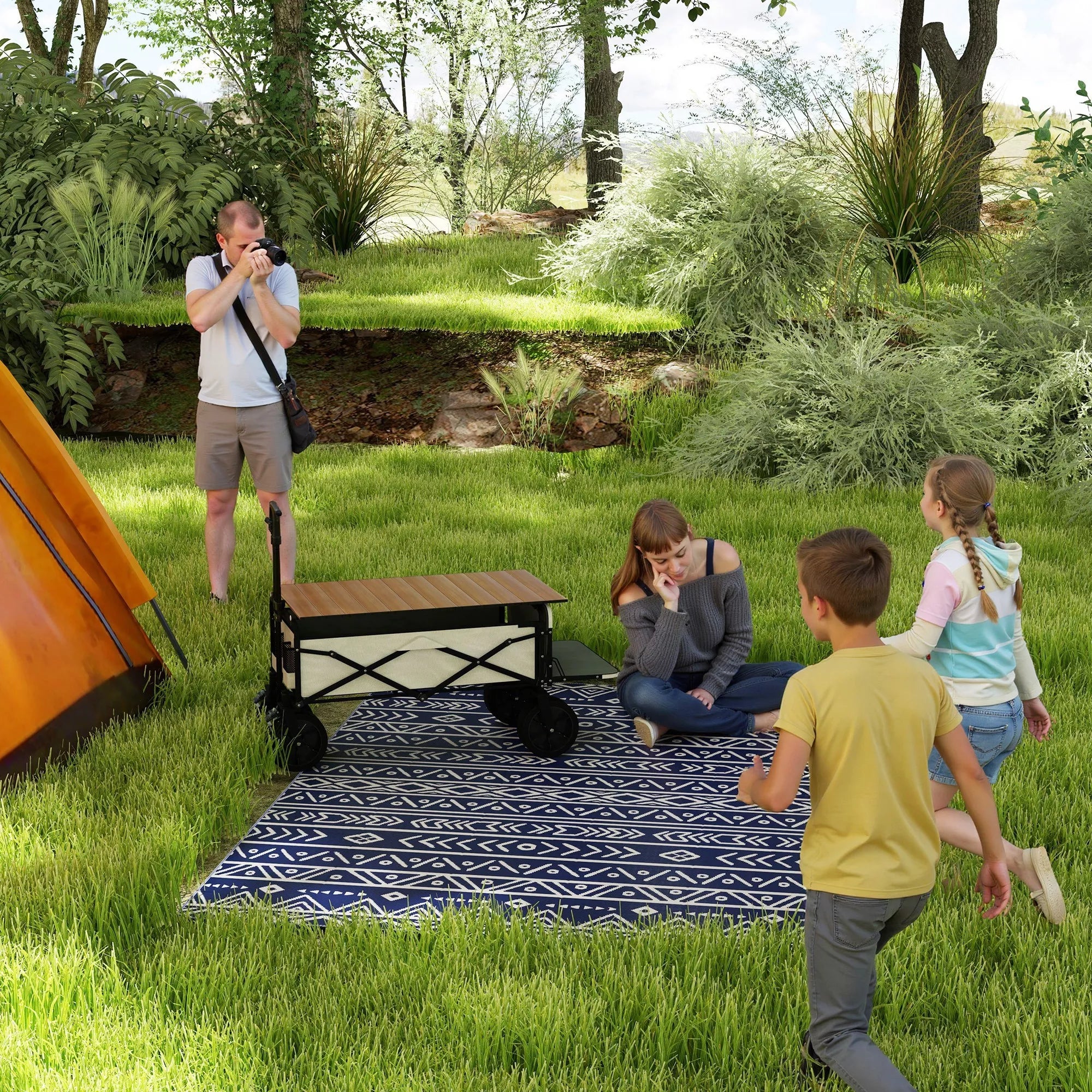 Lauko kilimas, tvirtas, atsparus atmosferos poveikiui, boho stiliaus kilimas, lauko kilimas, skirtas svetainės balkonui