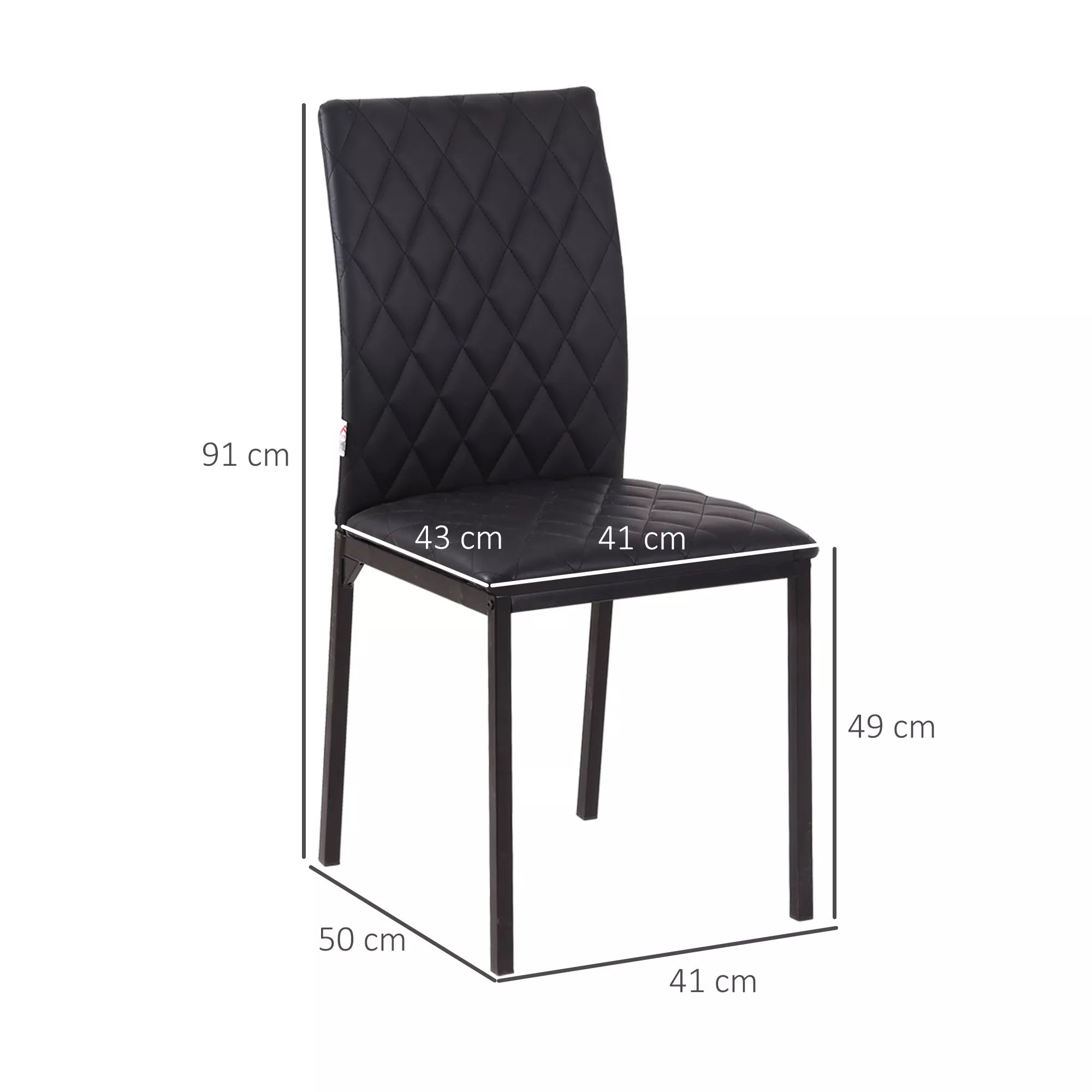HOCMOM 4 vnt. kėdžių rinkinys Valgomojo kėdės Virtuvės kėdės 41 cm x 50 cm x 91 cm, juodos spalvos