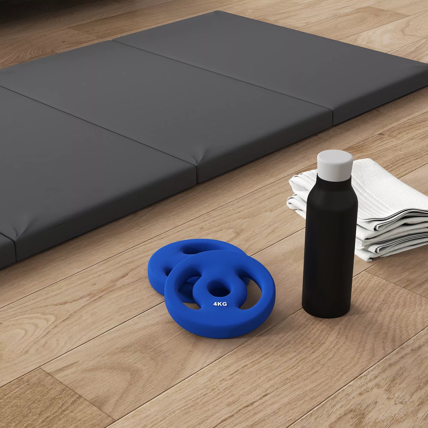 2 x 4 kg svarmenys su patogiomis rankenomis, svorio rinkinys namų sporto salei, sporto salei, jėgos treniruotėms, mėlyni