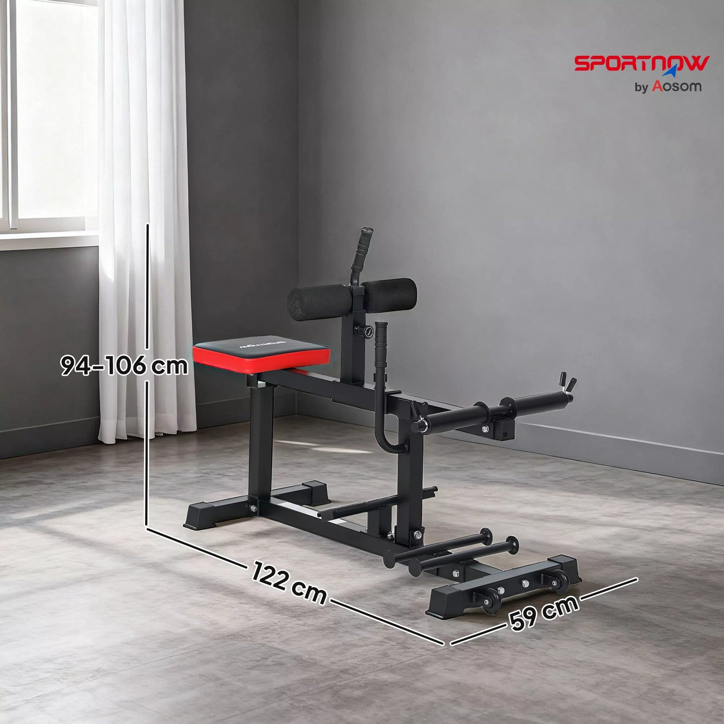 Kelnių treniruočių suolas, blauzdų kilnoimo įrenginys, su ratukais, sporto įranga namų treniruotėms, plienas, juoda