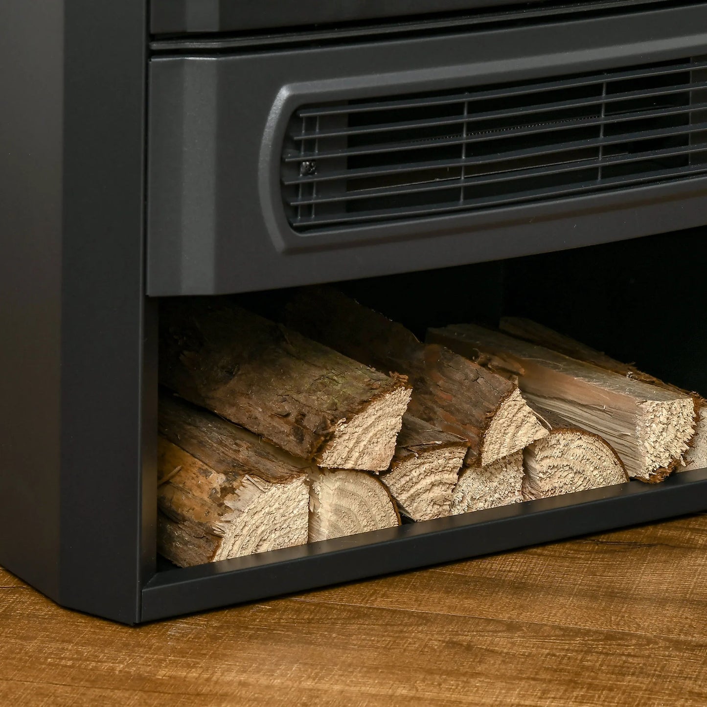 Elektrinis židinys, realistiški liepsnos efektai, 2 šildymo pakopos, apsauga nuo perkaitimo, plienas, juoda spalva, 44,5 x 32 x 74 cm
