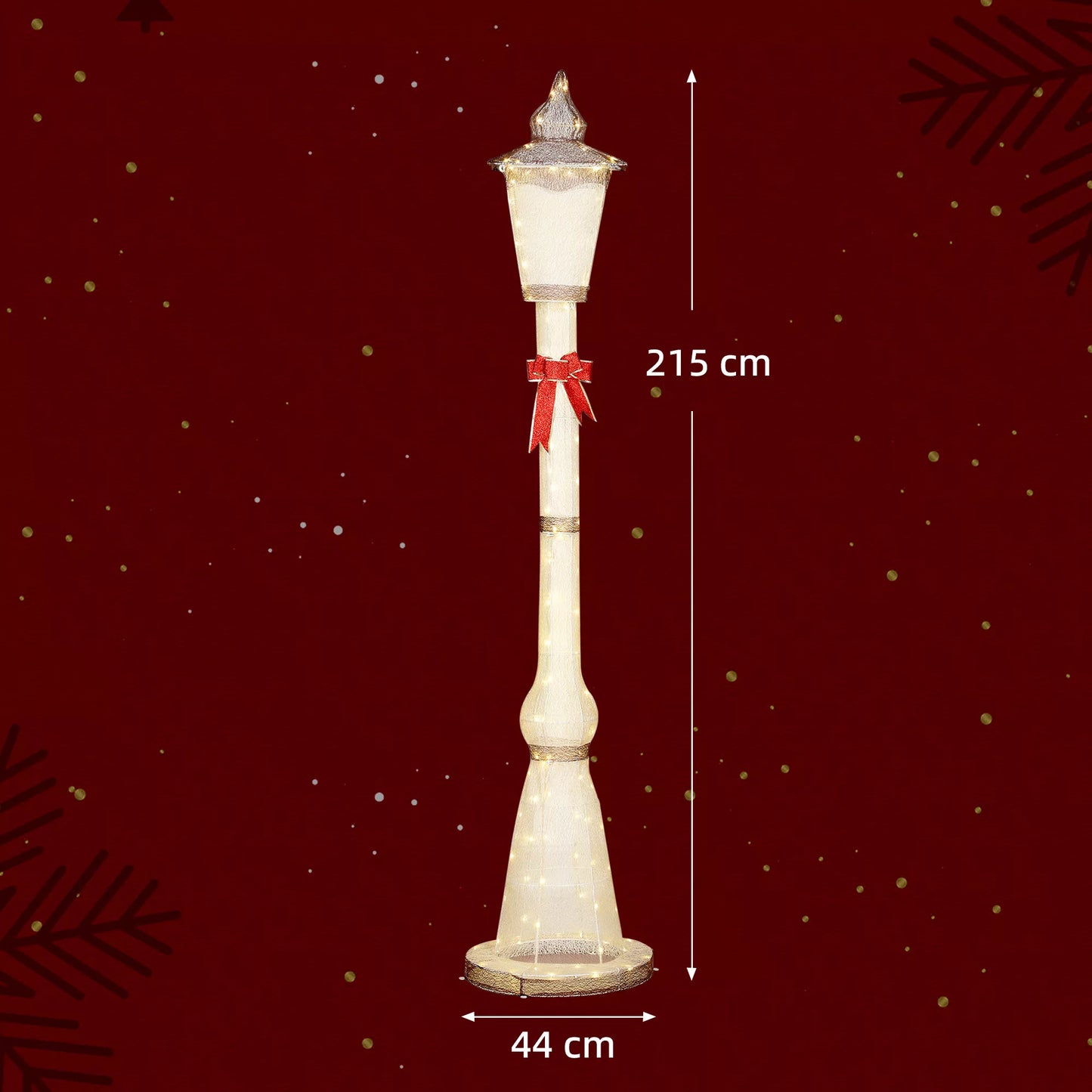 2,15 m apšviestas šviestuvas, 155 LED lemputės, Kalėdinis lauko šviestuvas, Raudona juostelė, atsparus vandeniui, sodui, terasai