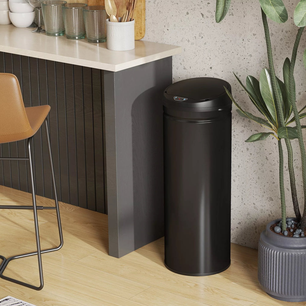 Sensorinė šiukšliadėžė su dangčiu, 50 l, juoda