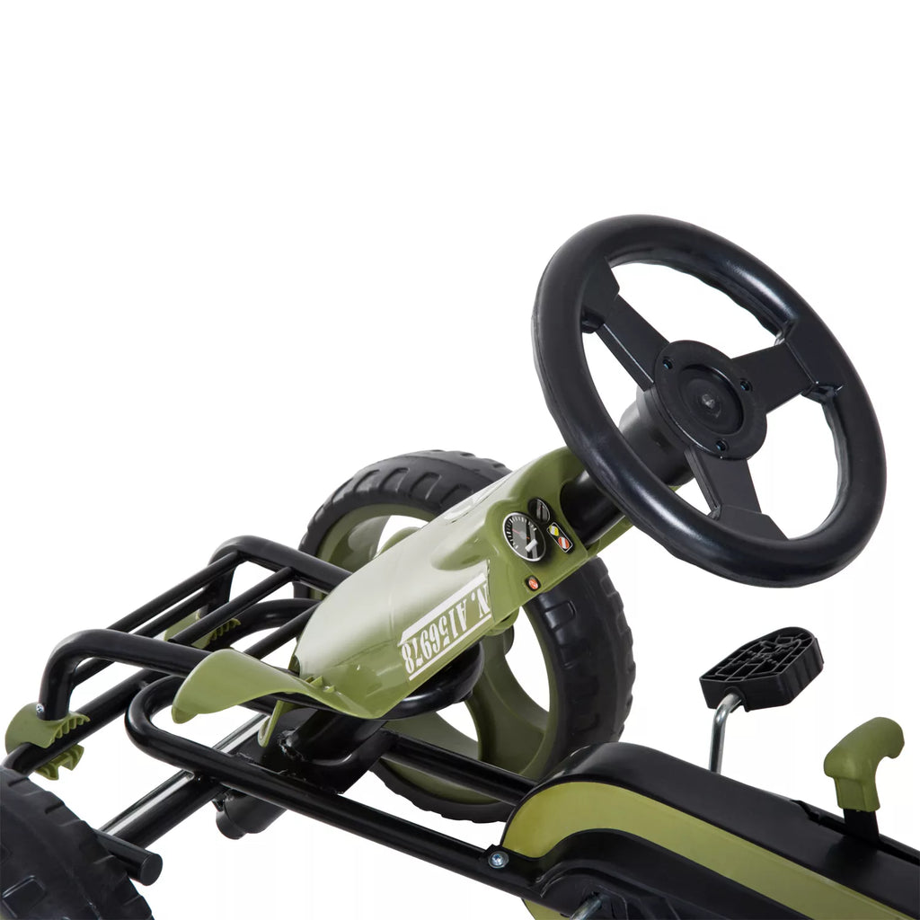 Pedalinis kartingas vaikams nuo 3 metų reguliuojama sėdyne, žalias
