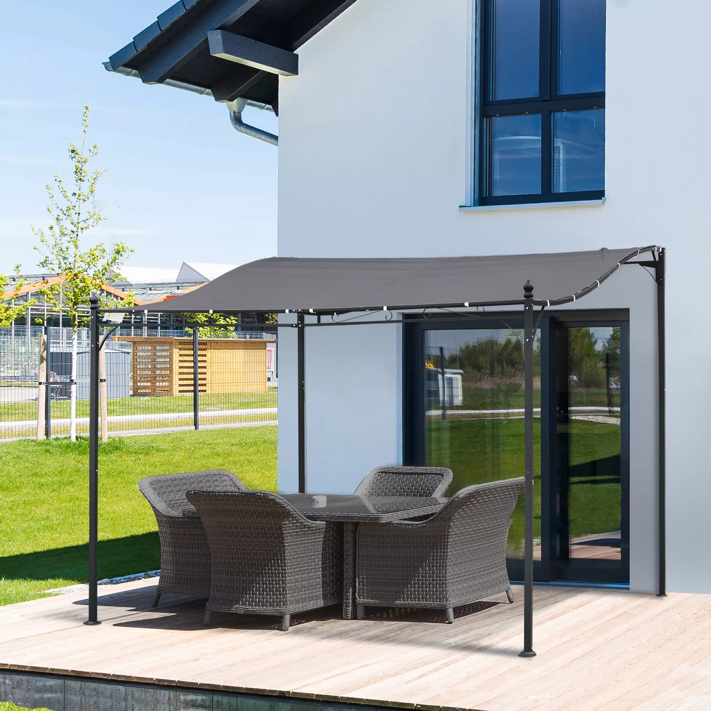 Pergola Sodo pavėsinė Baldakimas Metalo Pilka 297x297cm