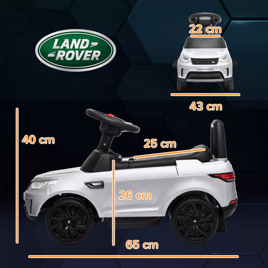 Elektrinis vaikų automobilis 6 V, „Land Rover“, važiavimo/stumimo režimas, žibintai, muzika, baltas
