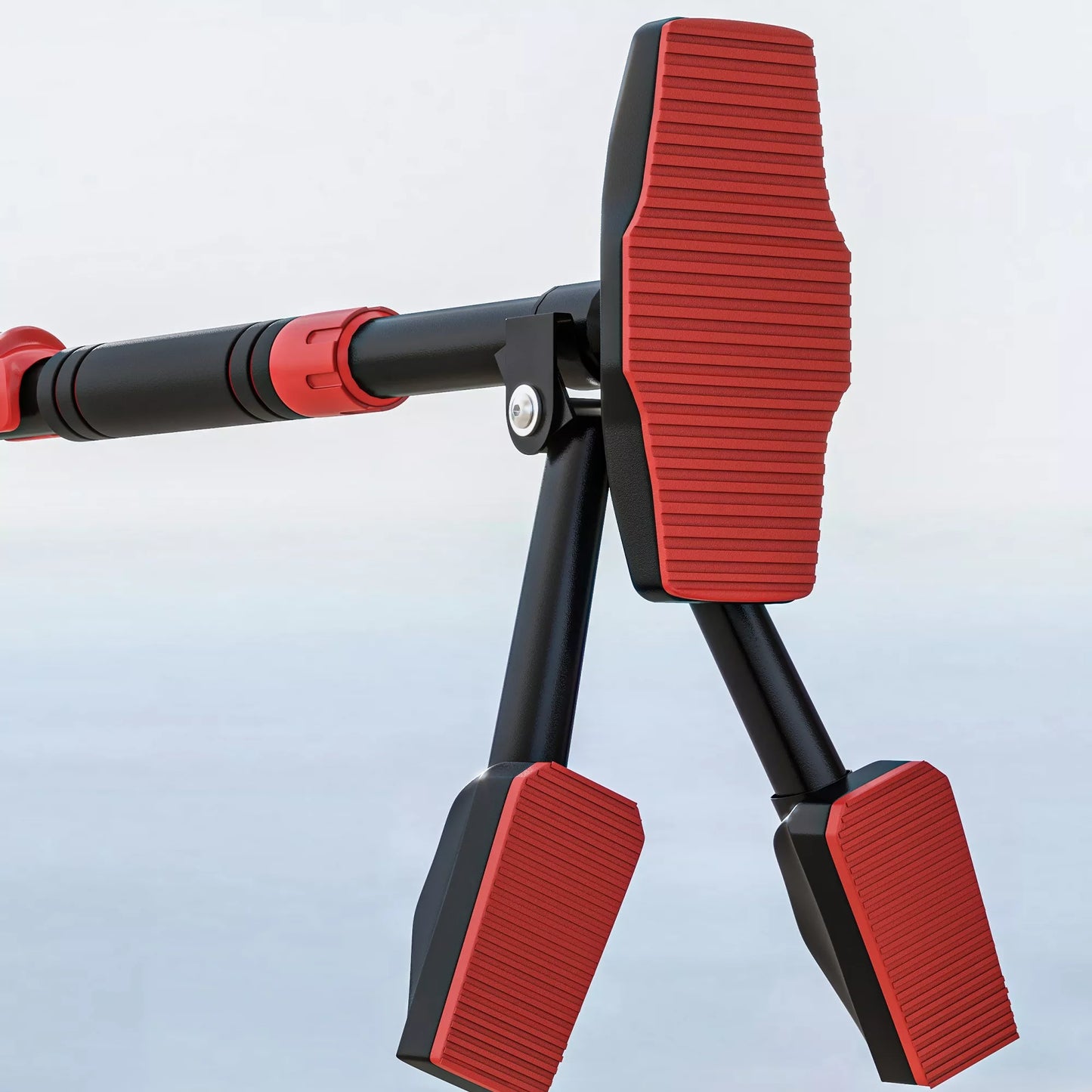 Reguliuojamas prisitraukimo strypas 80-110cm, su gulsčiuku, 6 taškų atrama, metalinis, juoda/raudona