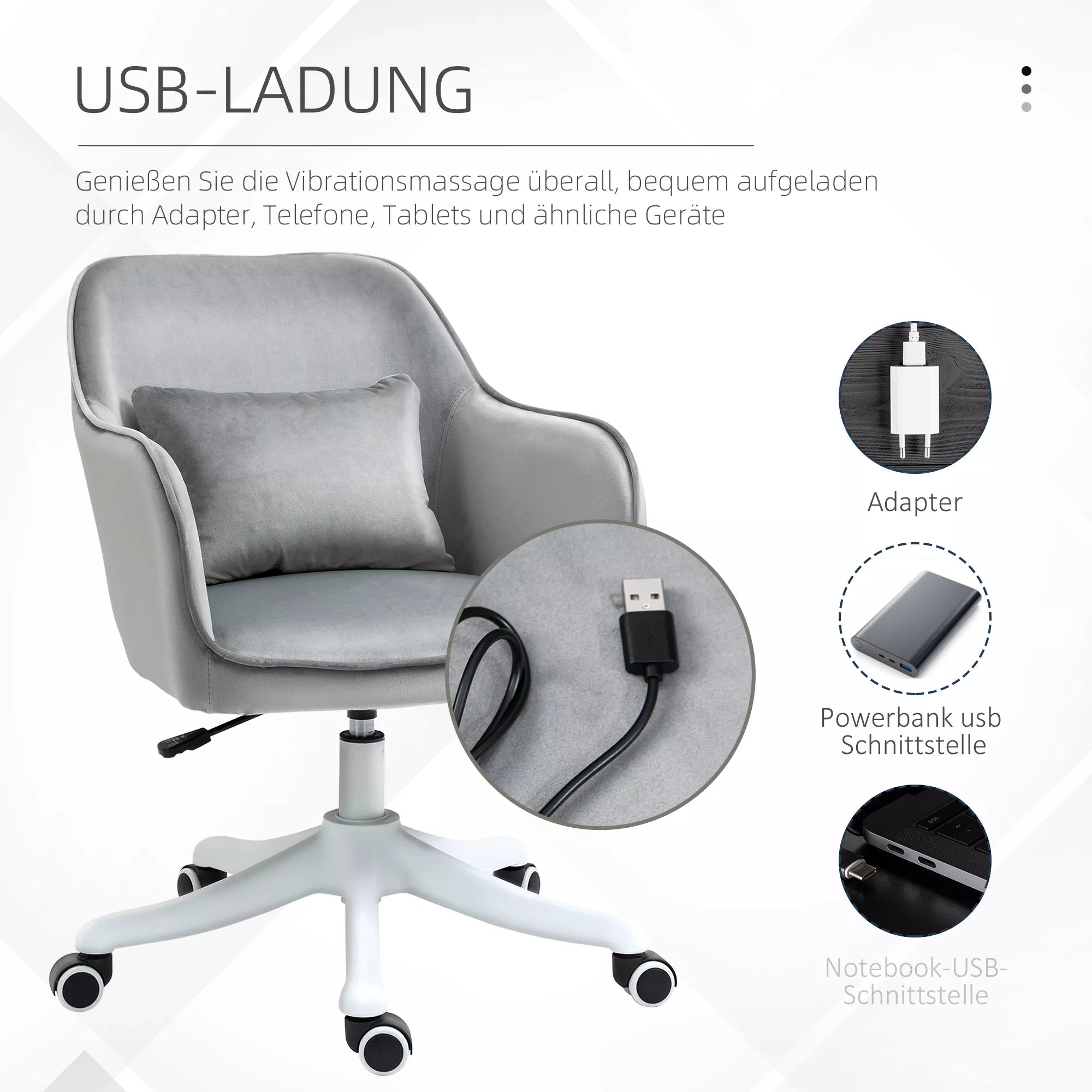 Schema su USB įkrovimu ir adapteriu