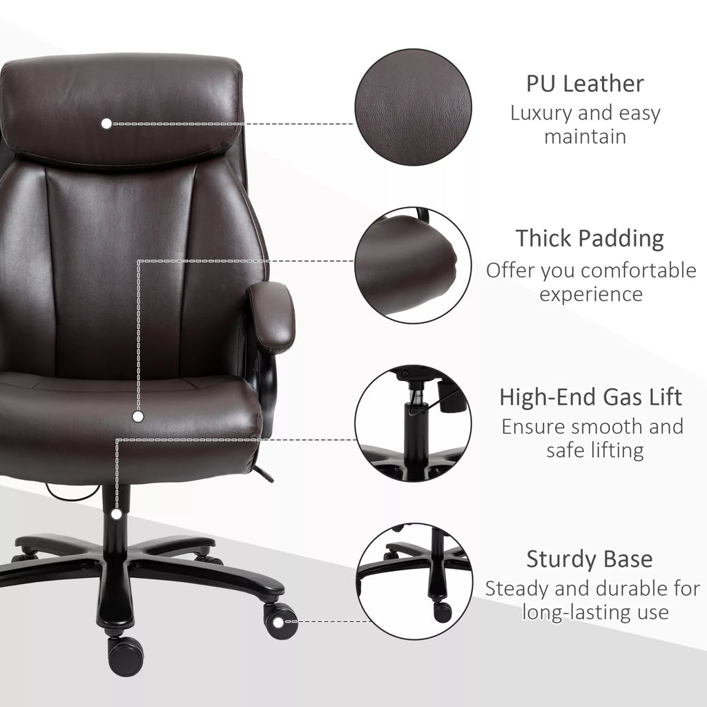Biuro kėdė Vadovo kėdė Žaidimų kėdė Sukiojama kėdė Supimosi funkcija Stora paminkštinimas 180 kg apkrova Ergonomiškas dizainas Reguliuojamas aukštis Dirbtinė oda Ruda 72x83x114-122 cm