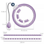 Išmanusis hula hoop lankas suaugusiems su svorio kamuoliukų skaitikliu, 16 mazgų (76–113 cm), violetinis