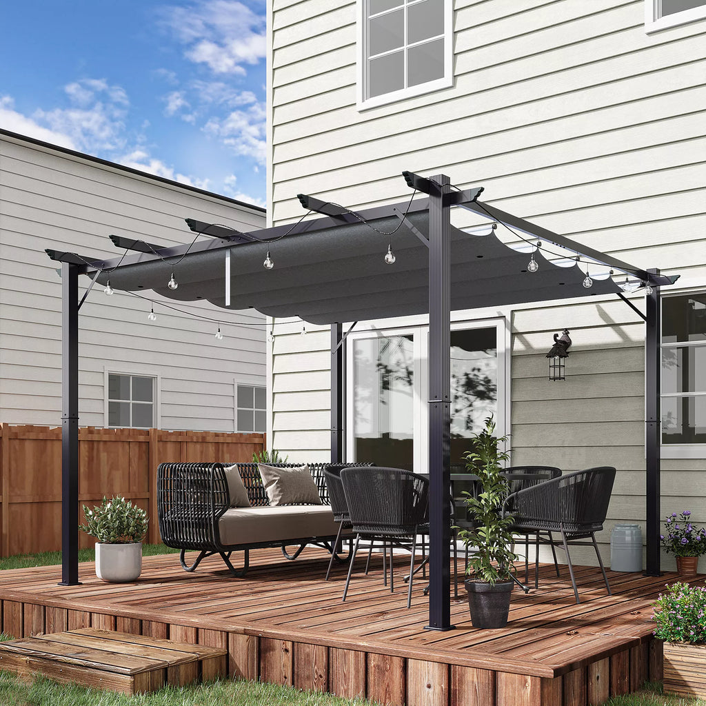 Pergola paviljonas Terasos stogas su stumdomu stogu Sodas Aliuminis Anglies pilka + Tamsiai pilka 3x3x2,23 m