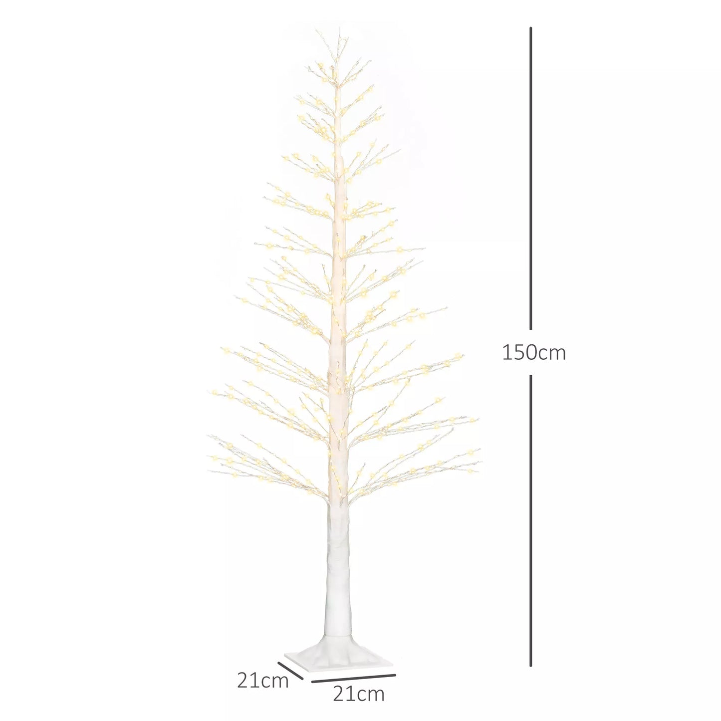 Dirbtinė eglė su LED apšvietimu, 180 cm aukščio Kalėdų eglutė, su natūraliomis žievės detalėmis, balta