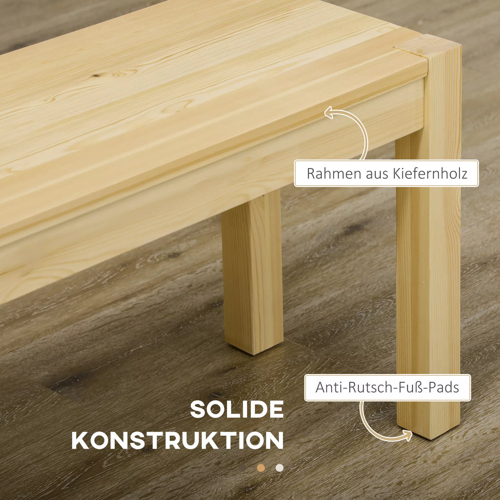 Pušies suoliuko kojos ir stalviršio detalė su neslystančiais padais