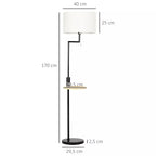 Toršero matmenų schema: 170 cm aukštis, 40 cm gaubtas, 29,5 cm pagrindas