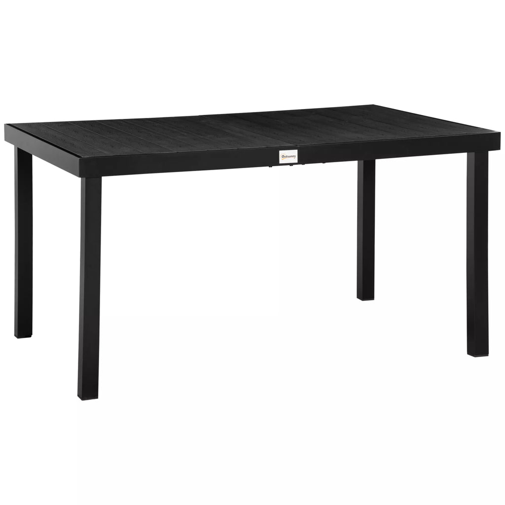 Sodo stalas 6 asmenims Valgomojo stalas Aliuminio stalas Sodo baldai Poilsio baldai Lengvai prižiūrimi Plastikiniai Juodi 140 x 90 x 74 cm