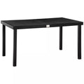 Sodo stalas 6 asmenims Valgomojo stalas Aliuminio stalas Sodo baldai Poilsio baldai Lengvai prižiūrimi Plastikiniai Juodi 140 x 90 x 74 cm