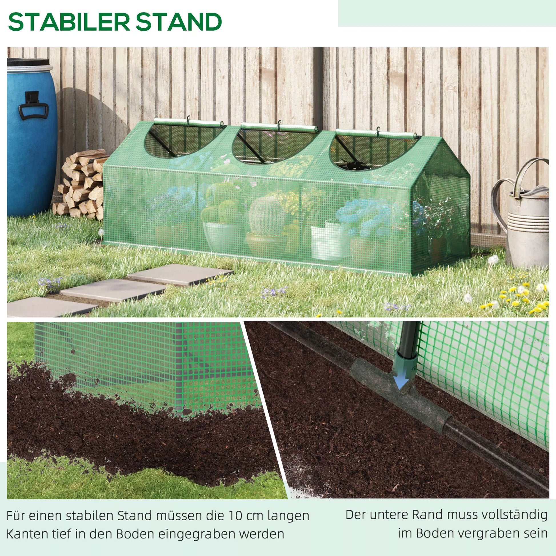 Šiltnamis su atidaromais langais, atsparus oro sąlygoms, 180 cm x 60 cm x 60 cm, žalias