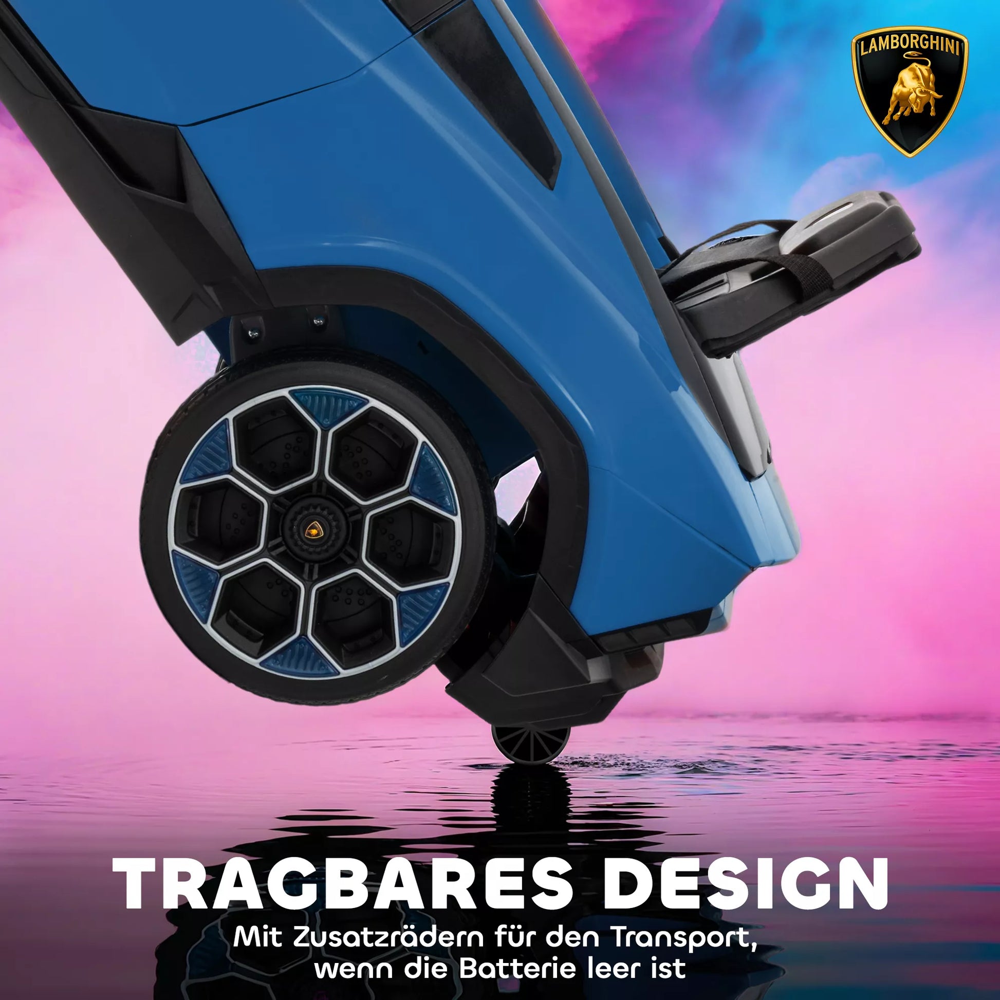 Vaikų elektrinis automobilis 12 V Vaikų automobilis su 2,4 GHz nuotolinio valdymo pultu, 2 varikliais, signaline, LED, muzika, 101,5 x 49 x 43 cm, mėlynas