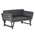 Pilka pinta dvivietė sodo sofa su pilkomis pagalvėlėmis