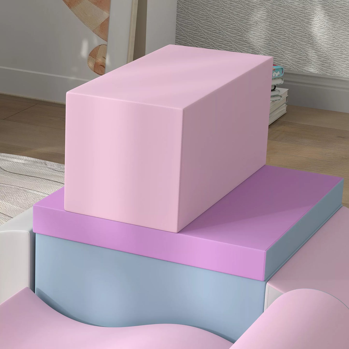 Putų plastiko konstruktoriai vaikams, skatina kūrybiškumą, dirbtinė oda, 40x40x20 cm, įvairių spalvų, 1–3 metai