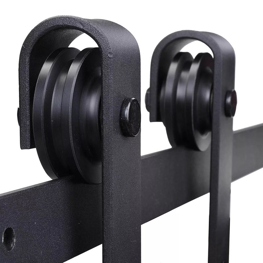 Stumdomų durų bėgelių sistema, iki 100 kg apkrova, metalas, 2 m, juoda