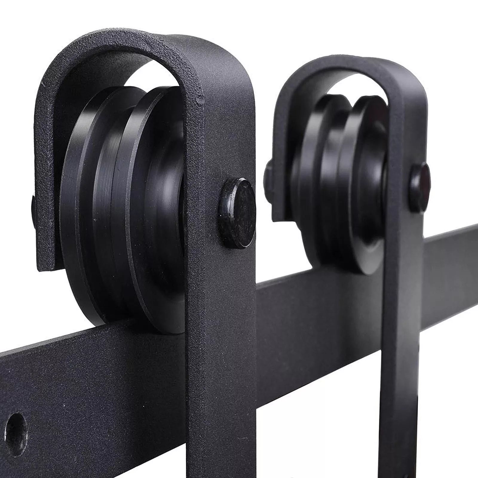 Stumdomų durų bėgelių sistema, iki 100 kg apkrova, metalas, 2 m, juoda