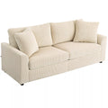 Trivietė sofa su pagalvėlėmis, 212 cm, kreminės spalvos
