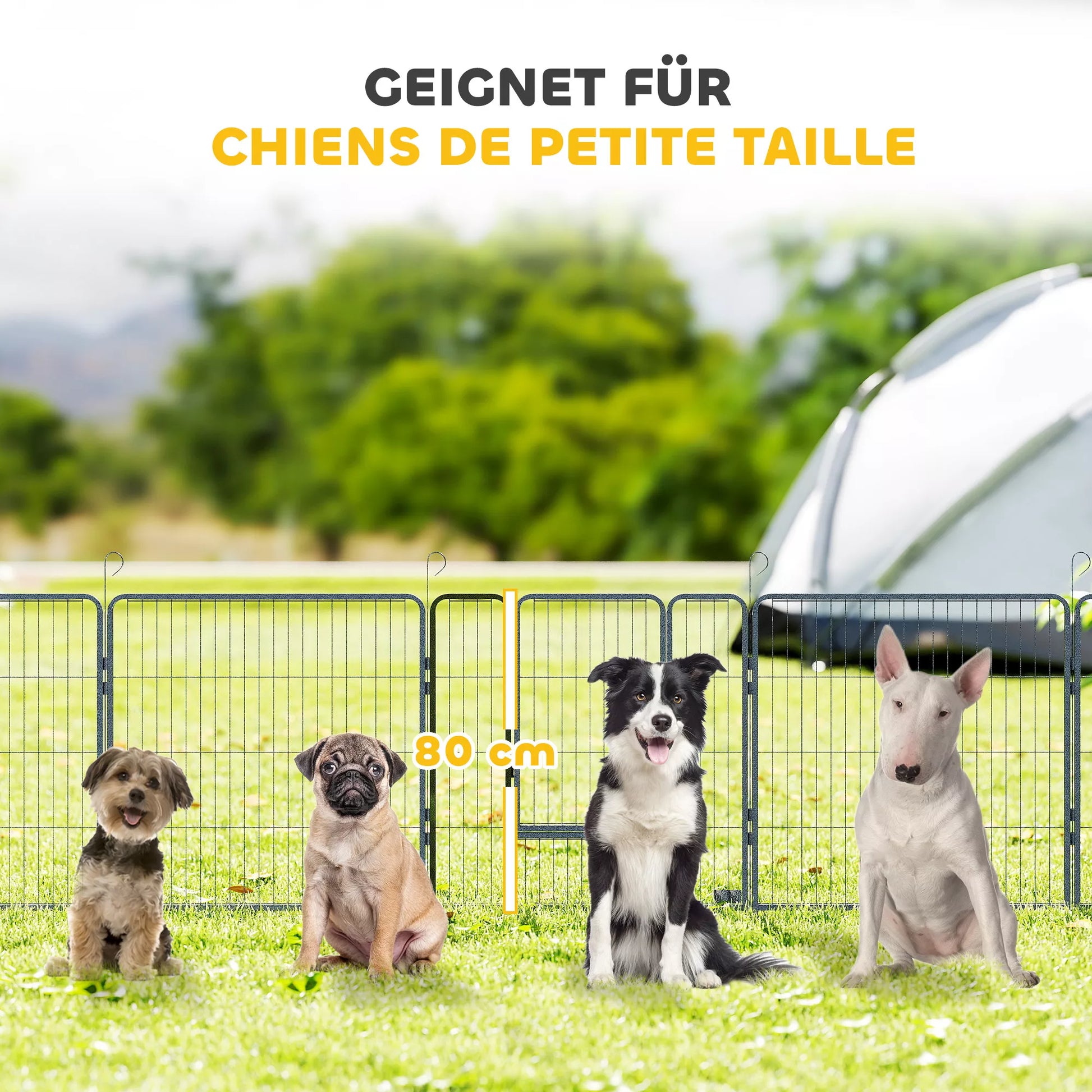 Šuniukų aptvaras, 16 dalių Sulankstomas šuniukų aptvaras su durimis mažoms ir vidutinio dydžio šunims, 3,2 x 3,2 x 0,8 m, pilkos spalvos