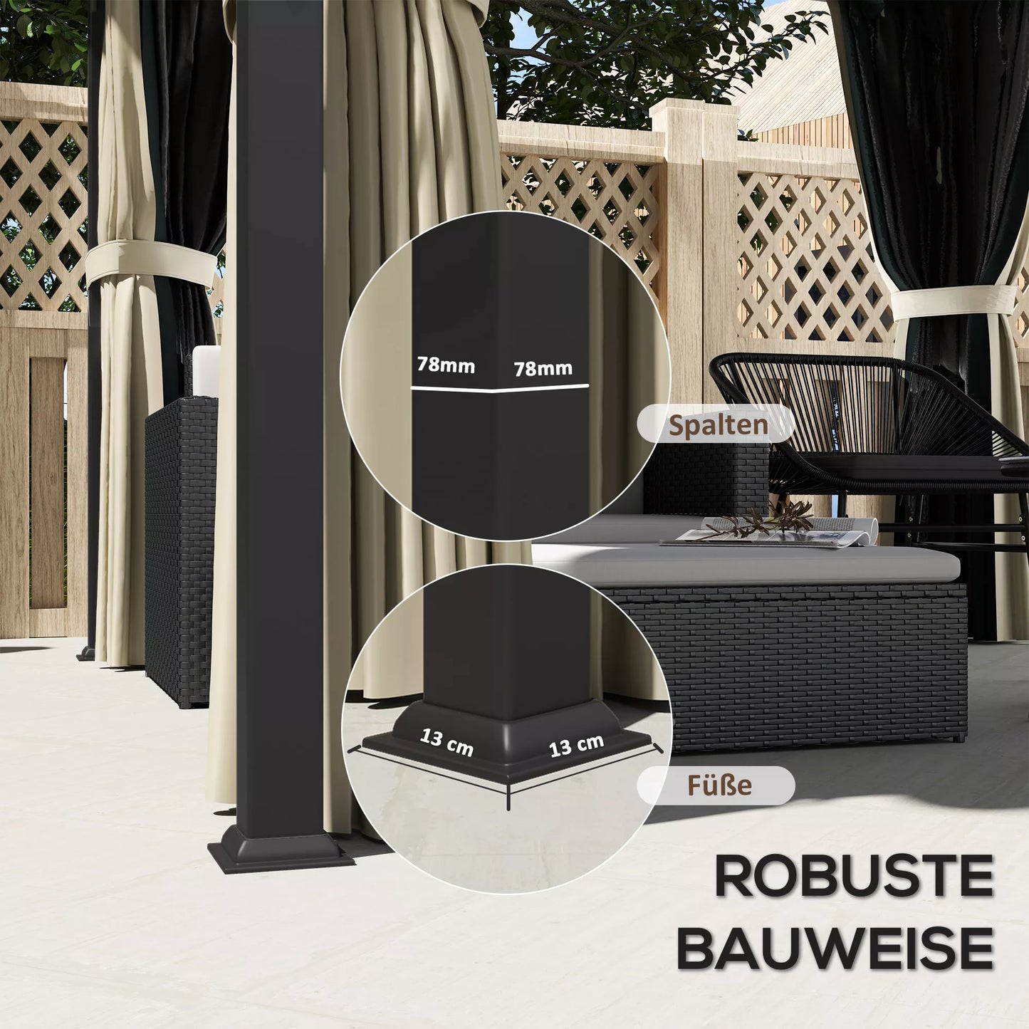 3 x 3 m kietas stogas paviljonas, sodo paviljonas su metaliniu stogu, vandeniui atspari sodo palapinė su tinkleliu ir šoninėmis sienomis, tamsiai pilka