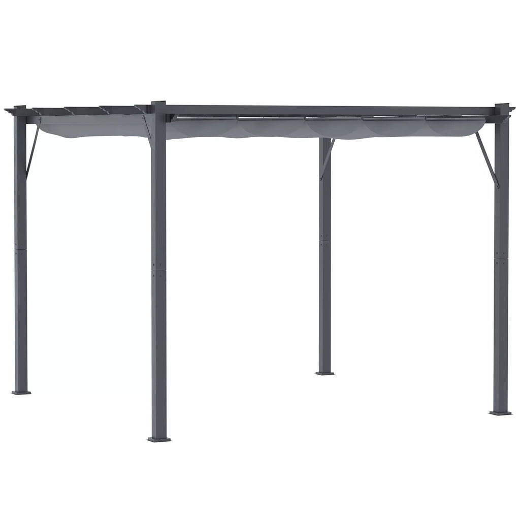 Pergola paviljonas Terasos stogas su stumdomu stogu Sodas Aliuminis Anglies pilka + Tamsiai pilka 3x3x2,23 m