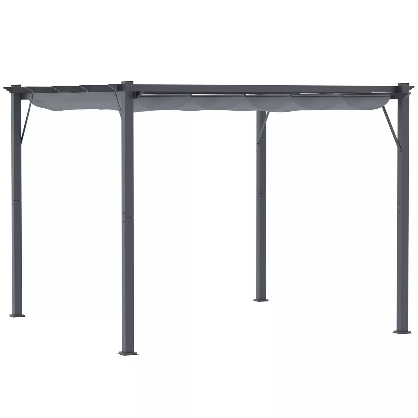 Pergola Paviljonas Terasos Stoginė su stumdomu stogu Sodo Aliumininė Anglies Pilka+Tamsiai Pilka 3x3x2,23 m