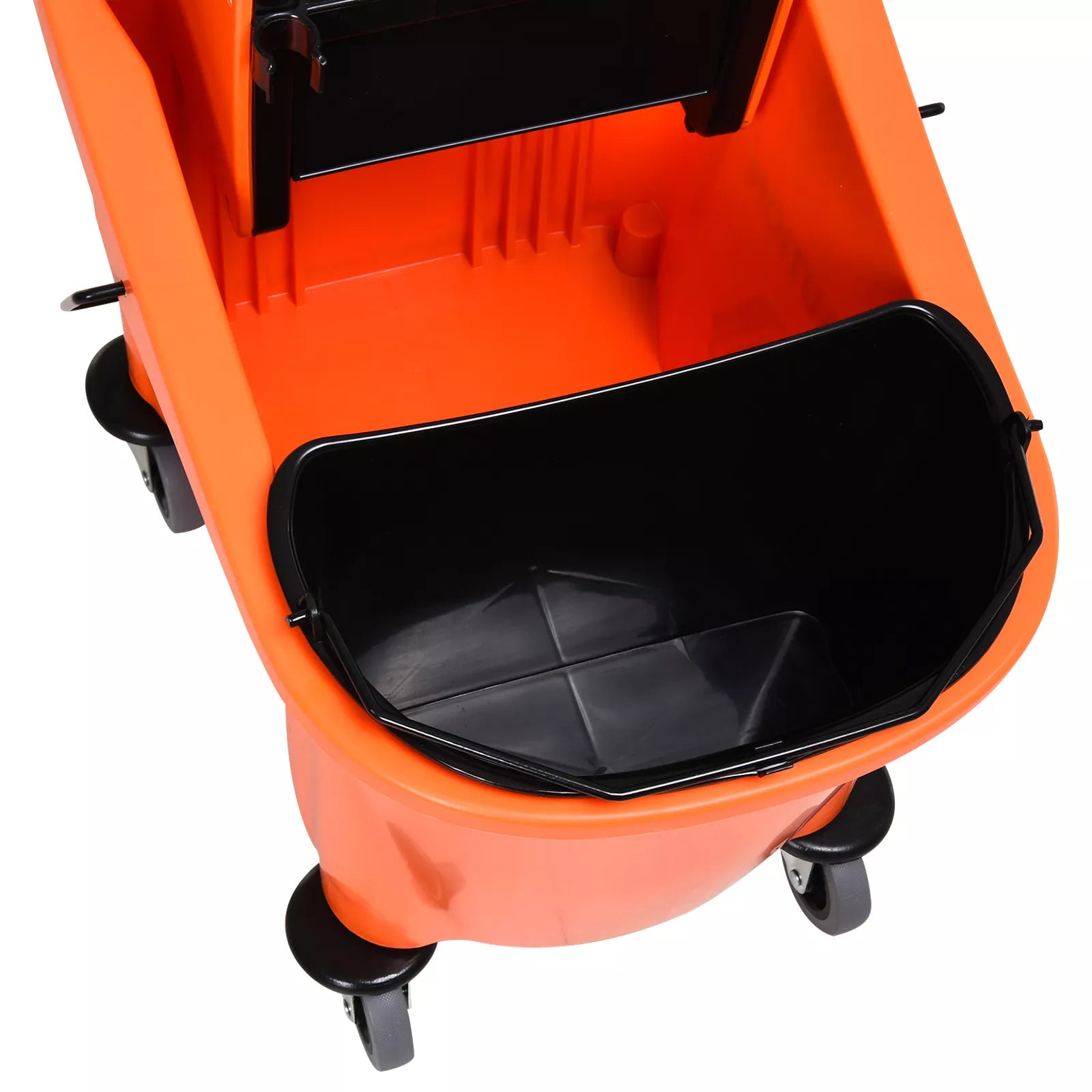 Valymo vežimėlis su įrenginiu šluostei gręžti, 36 l, juodas/oranžinis
