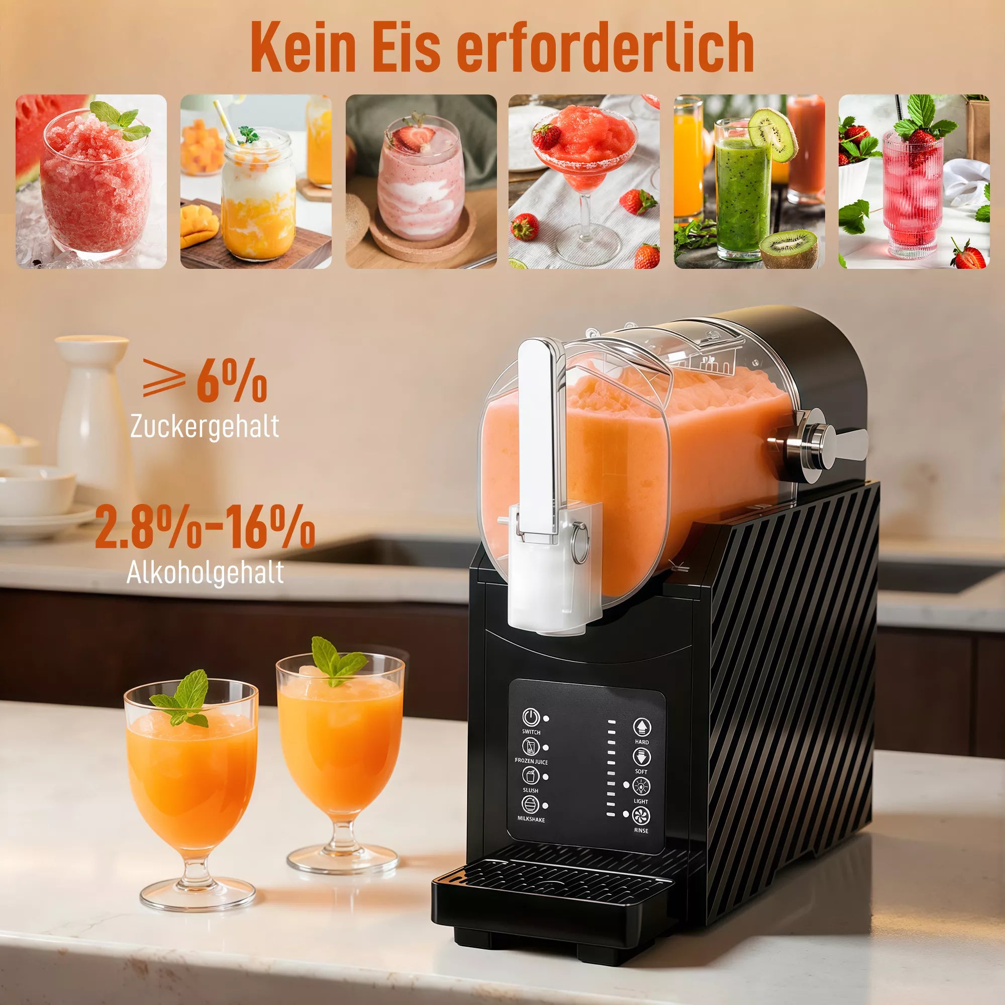 Sniego aparatas, greitas aušinimas, maišymo funkcija, 2,4 L, apšvietimo funkcija, juoda