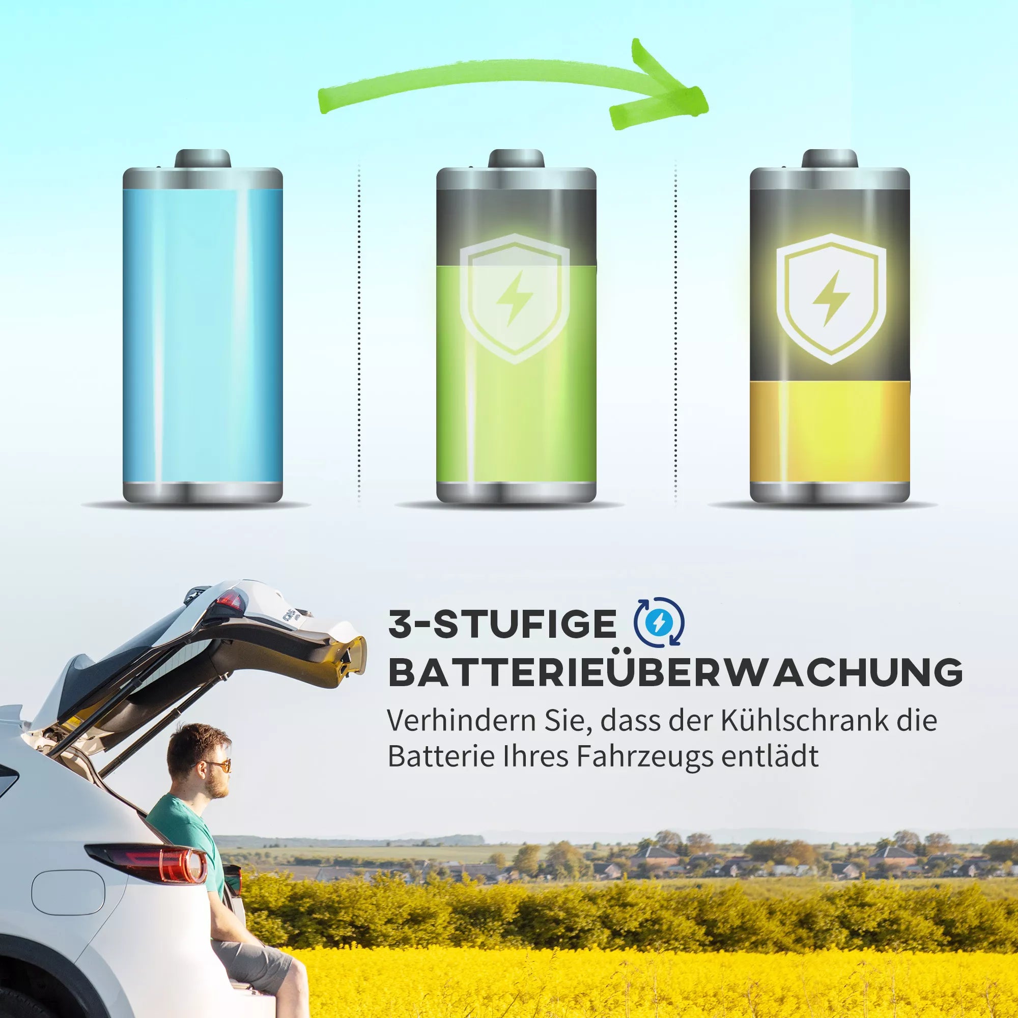 Automobilinis šaldytuvas, šaldymo dėžė, mobilus, 56 l, nuo -20 °C iki 20 °C, 69 x 43 x 54 cm, juodos/pilkos spalvos