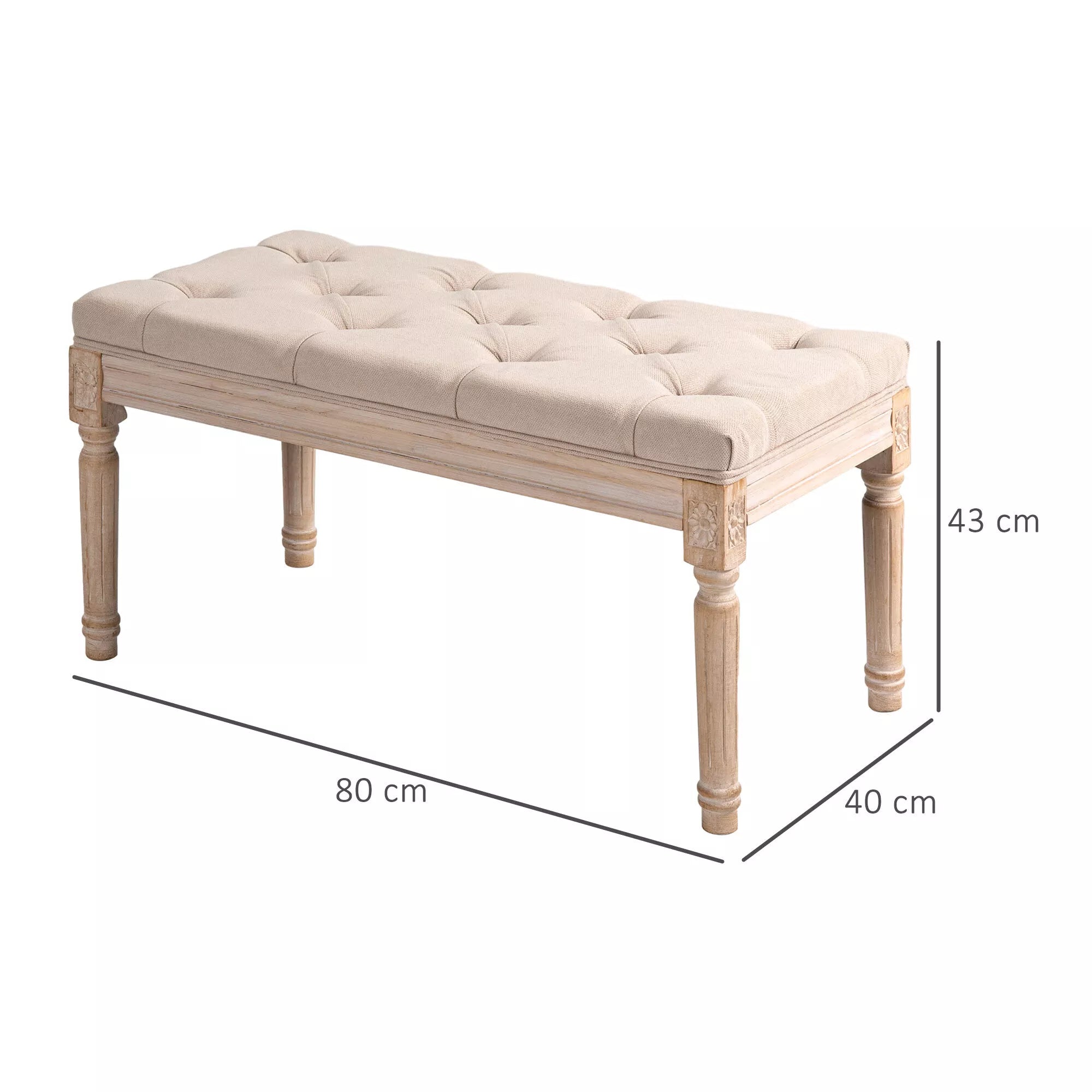 Sėdimoji sofa Vintage dizainas Vintage sofa, sagų siuvimas, tekintos kojos, Shabby Chic, kreminė spalva