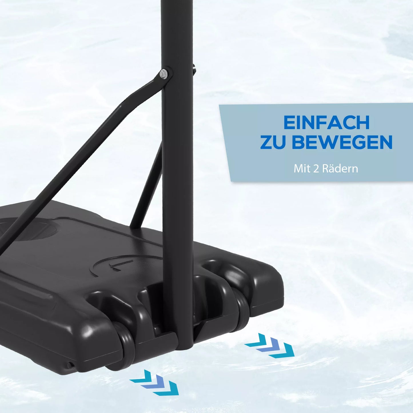 Reguliuojamo aukščio krepšinio stovas, 182-213 cm krepšio aukštis, atsparus oro sąlygoms, su ratukais, metalinis rėmas