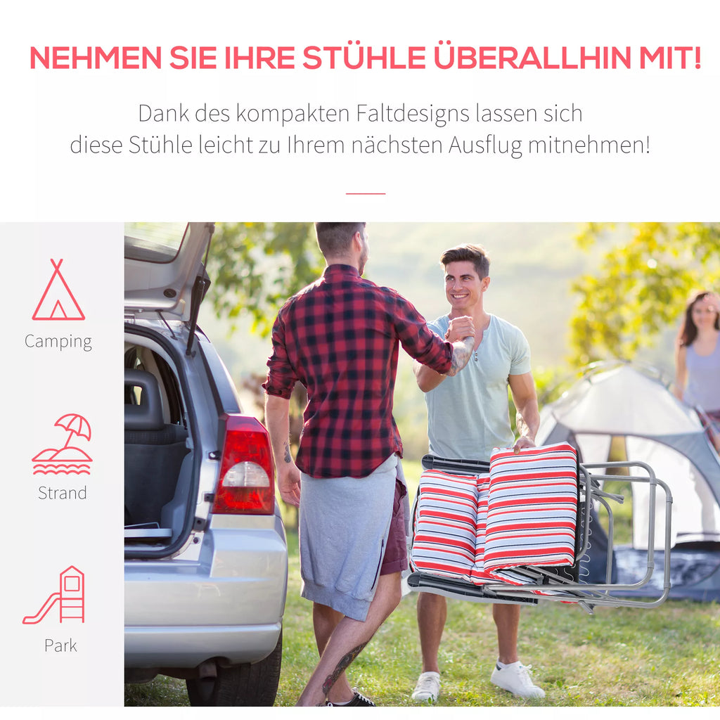 2 vnt. gultų rinkinys su pagalvėlėmis, sulankstomas saulės gultas, 5 pakopų reguliuojamas atlošas, sodo gultas, sodo baldų rinkinys, plienas, poliesteris, raudonas, 60 x 75 x 65-102 cm