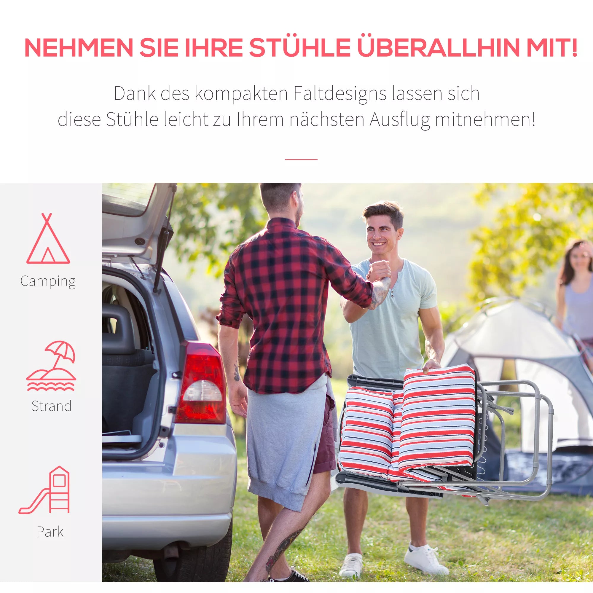 2 vnt. gultų rinkinys su pagalvėlėmis, sulankstomas saulės gultas, 5 pakopų reguliuojamas atlošas, sodo gultas, sodo baldų rinkinys, plienas, poliesteris, raudonas, 60 x 75 x 65-102 cm