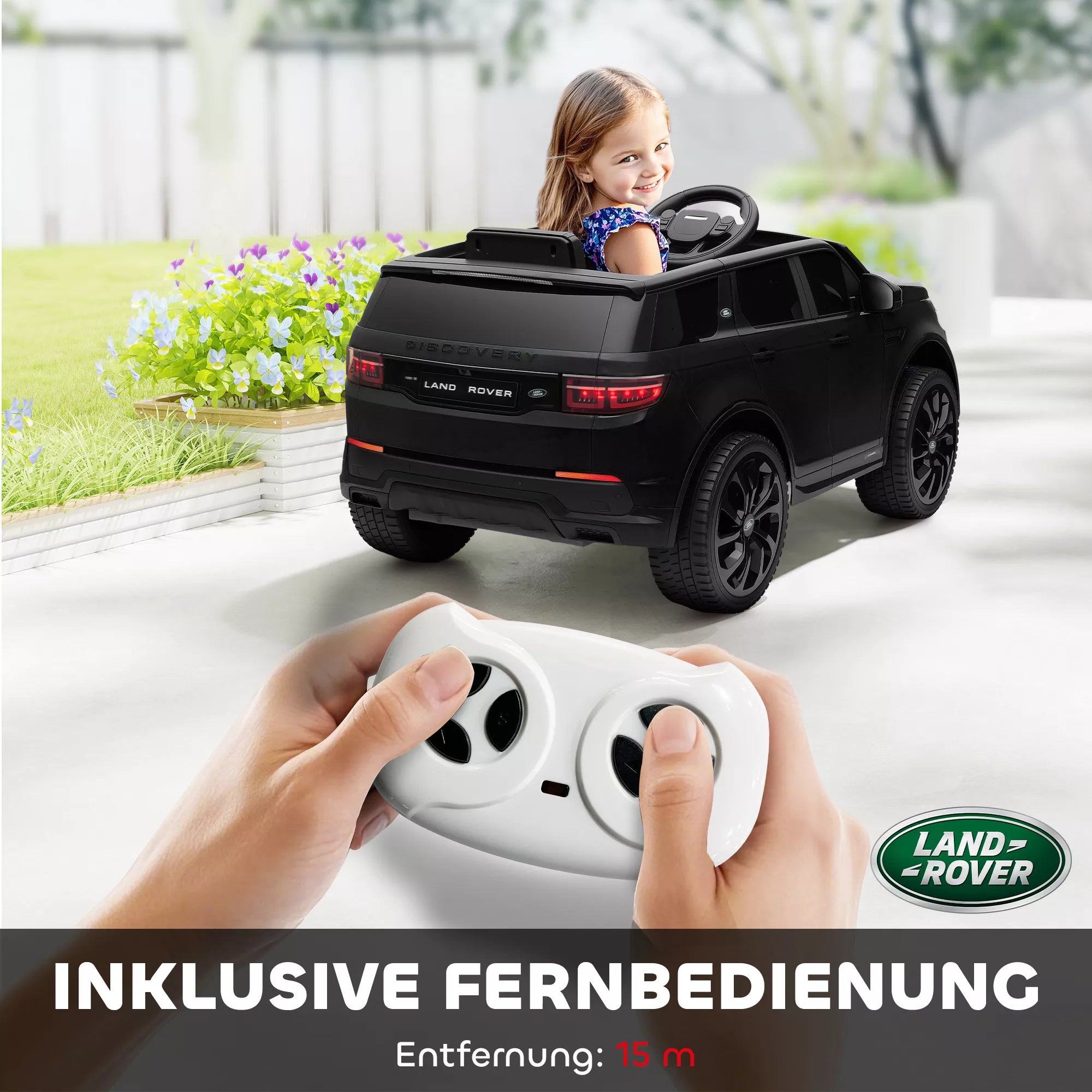 Elektrinis automobilis vaikams, 12V transporto priemonė vaikams su nuotolinio valdymo pultu, LED žibintais, muzika ir garsiniu signalu (garia), skirta 3-6 metų vaikams, juodos spalvos